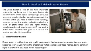 How To Install and Maintain Water Heaters