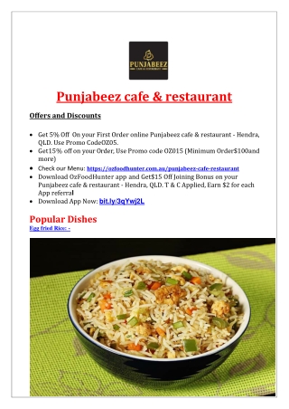 5% off - Punjabeez cafe & restaurant Menu Hendra, QLD