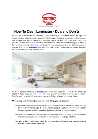 How To Clean Laminates – Do’s and Don’ts