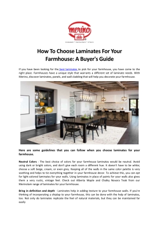 How To Choose Laminates For Your Farmhouse: A Buyer's Guide