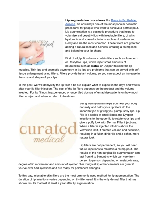 Botox and Fillers By Curated Medical in the heart of Old Town Scottsdale