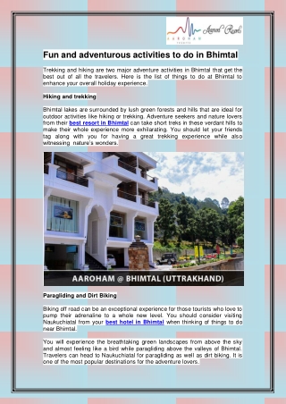 Best Hotel in Bhimtal