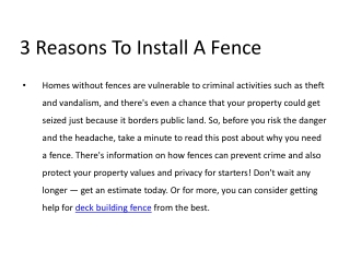 3 Reasons To Install A Fence