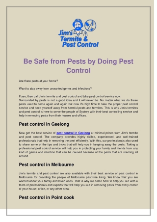 Be Safe from Pests by Doing Pest Control
