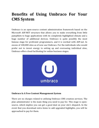 Benefits of Using Umbraco For Your CMS System (1)