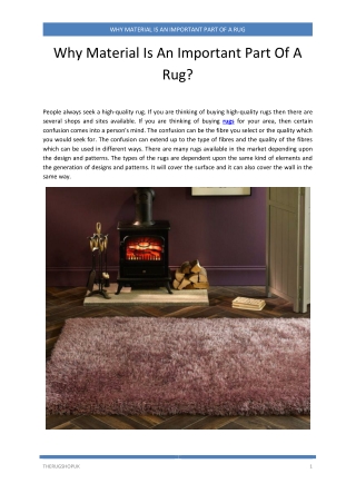 Why Material Is An Important Part Of A Rug