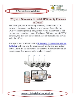 Why is it Necessary to Install IP Security Cameras in Dubai?