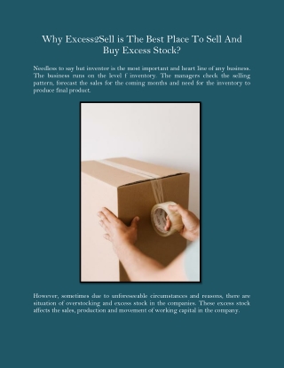 Why Excess2Sell is The Best Place To Sell And Buy Excess Stock