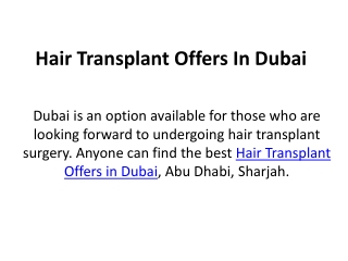 Hair Transplant Offers In Dubai