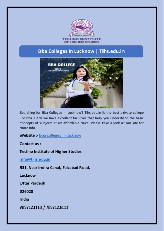 Bba Colleges In Lucknow | Tihs.edu.in