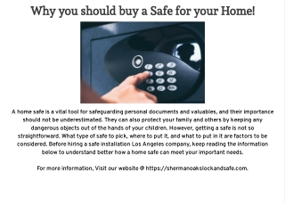 Why you should buy a Safe for your Home!