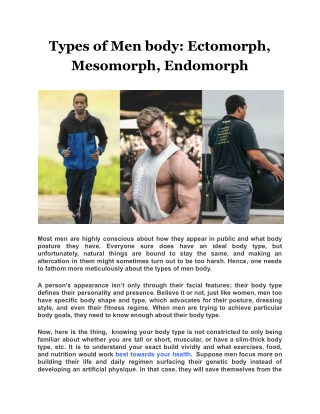 Types of Men body: Ectomorph, Mesomorph, Endomorph