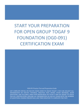 Start Your Preparation for Open Group TOGAF 9 Foundation (OG0-091) Certification