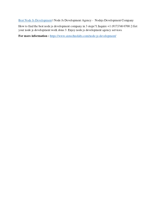 Node Js Development Agency - Node Js Development - Nodejs Development Company