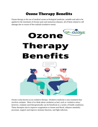 Ozone Therapy Benefits