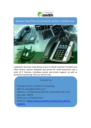 Business Voip Phone Service North Carolina | Esmithit.com