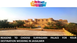 Reasons to Choose Suryagarh Palace for Your Destination Wedding in Jaisalmer