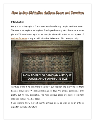 How to Buy Old Indian Antique Doors and Furniture (1)