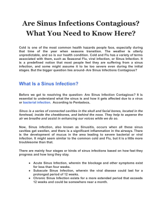 Are Sinus Infections Contagious? What You Need to Know Here?