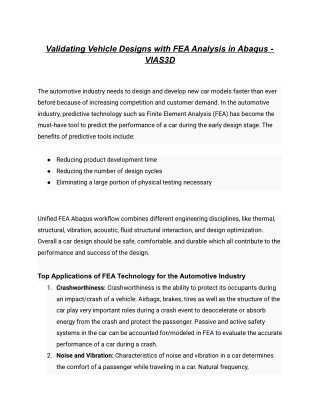 Validating Vehicle Designs with FEA Analysis in Abaqus - VIAS3D