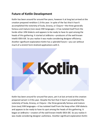 Future of Kotlin Development