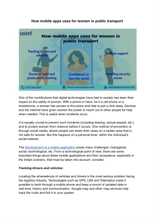 How mobile apps uses for women in public transport