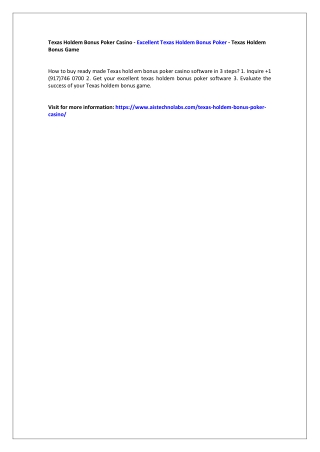 Texas Holdem Bonus Poker Casino - Excellent Texas Holdem Bonus Poker