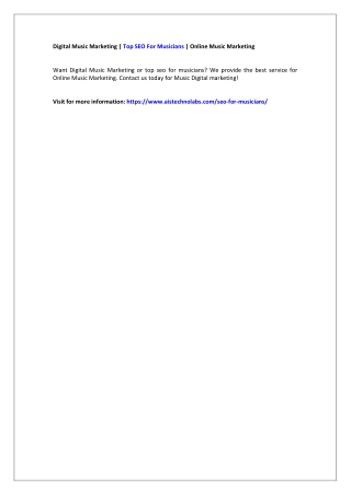 Digital Music Marketing | Top SEO For Musicians | Online Music Marketing