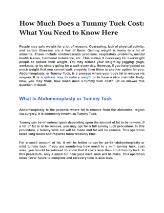 How Much Does a Tummy Tuck Cost: What You Need to Know Here