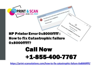 HP Printer Care 1-855-400-7767, HP Printer Error 0x8000ffff.