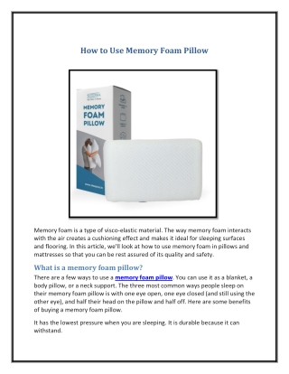 How to Use Memory Foam Pillow