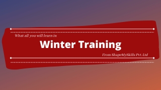 Online Winter Training | What will you learn ?