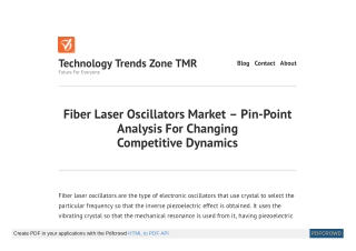 Fiber Laser Oscillators Market Size, Share, Growth, Trends, Sales | Industry Rep