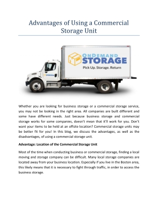 Advantages of Using a Commercial Storage Unit