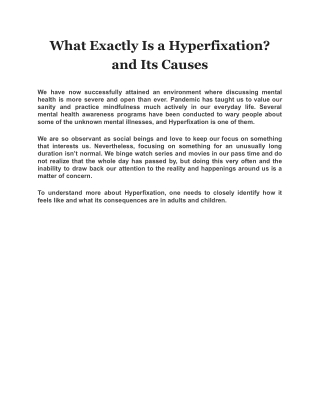 What Exactly Is a Hyperfixation? and Its Causes