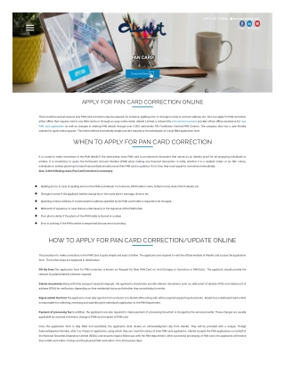 Apply for PAN Card Correction Online
