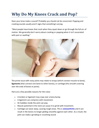 Why Do My Knees Crack and Pop