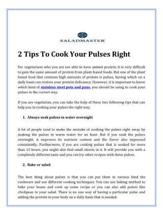 2 Tips To Cook Your Pulses Right