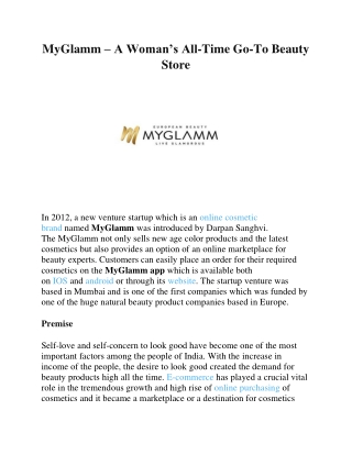 MyGlamm A Woman’s All-Time Go-To Beauty Store