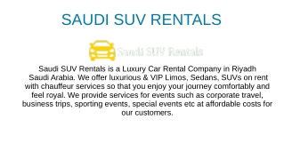 Luxury Rental Ground Transportation Services in Saudi Arabia