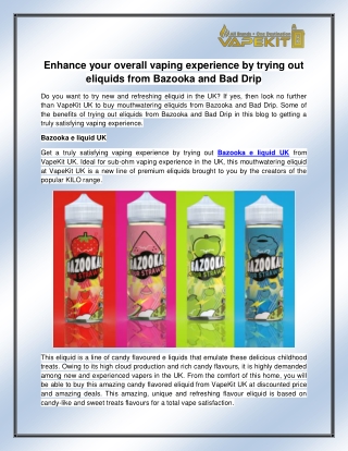 Bazooka e liquid UK