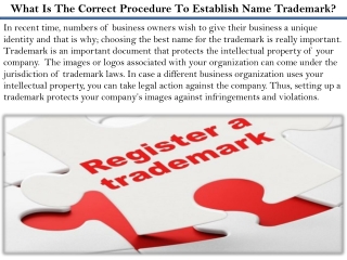 What Is The Correct Procedure To Establish Name Trademark?
