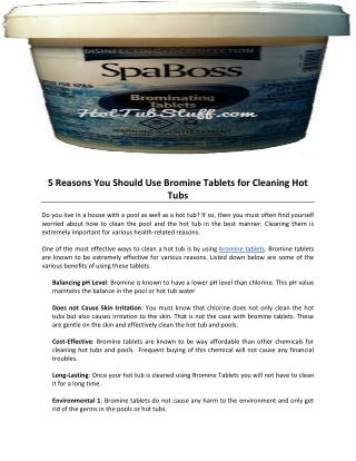 5 Reasons You Should Use Bromine Tablets for Cleaning Hot Tubs