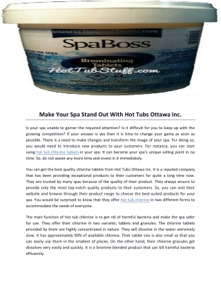 Make Your Spa Stand Out With Hot Tubs Ottawa Inc.