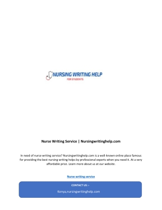 Nurse Writing Service | Nursingwritinghelp.com