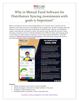 Why in Mutual Fund Software for Distributors Syncing investments with goals is Important