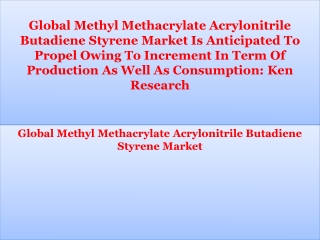 Global Methyl Methacrylate Acrylonitrile Butadiene Styrene Market Is