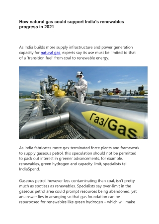 How natural gas could support India’s renewables progress in 2021