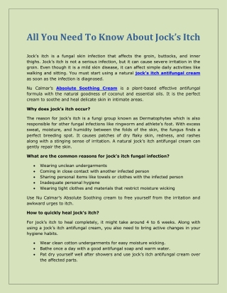All You Need To Know About Jock’s Itch