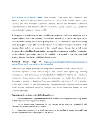 North America Timing Devices Market